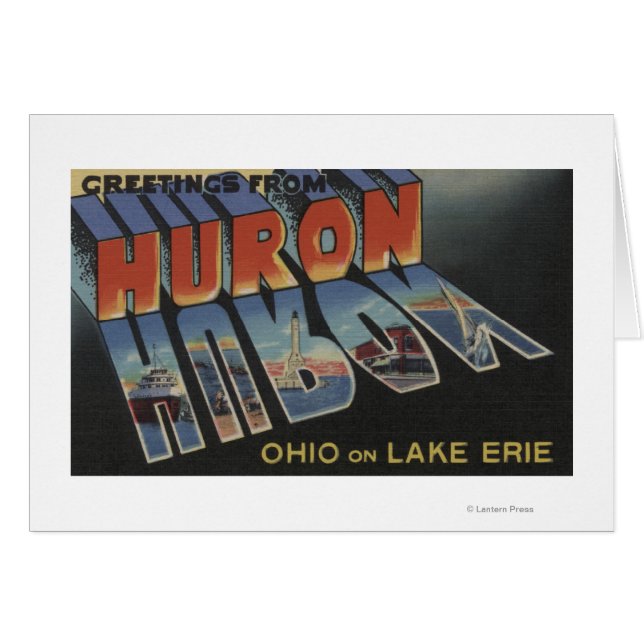 Cartão Huron, Ohio - Lake Erie - Grandes Cenas de Letra (Frente Horizontal)