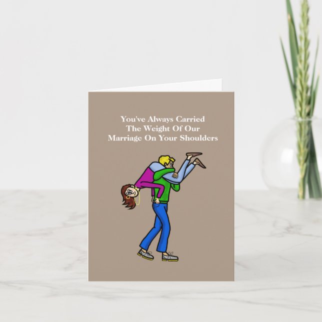 Cartão Husband Appreciation Day Card - Man Carrying Wife  (Frente)
