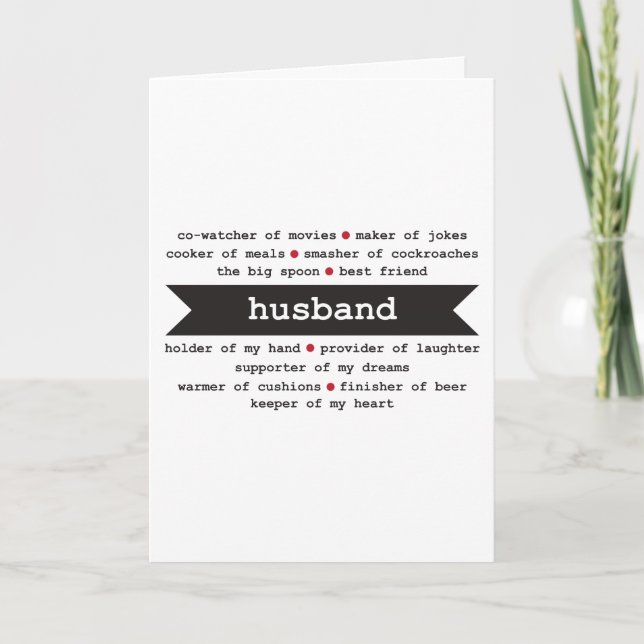 Cartão Husband Happy Birthday Card // Adjetivos descrevem (Frente)