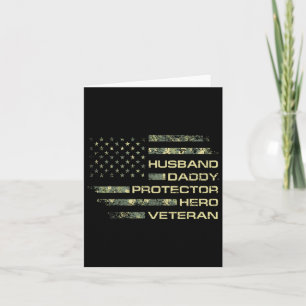 Cartão Husband Pai Protector Hero Veteran U Flag Camo
