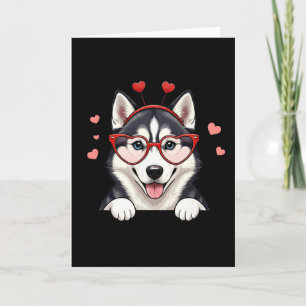 Cartão Husky Engraçado Coração Cabeça e Dia dos Namorados