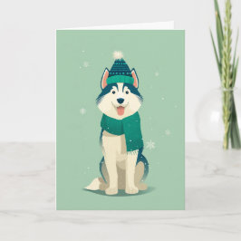 Cartão Husky Holiday Greeting