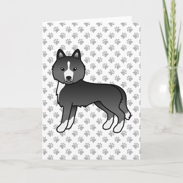 Cartão Husky Siberiano Mostly Black Cachorro Fofo de Dese (Frente)