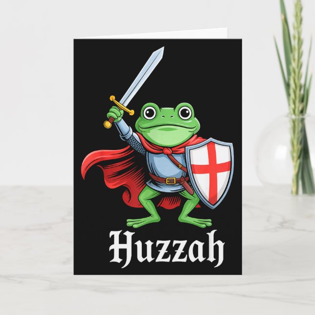 Cartão Huzzah Frog Knight Funny Sword Meme Quote Medieval (Frente)