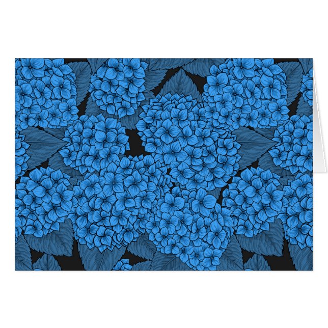 Cartão Hydrangea azul (Frente Horizontal)