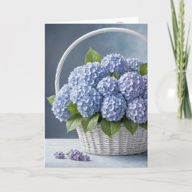 Cartão Hydrangea Basket Para Aniversário (Frente)