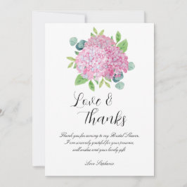 Cartão Hydrangea Chá de panela Botânico Rosa Obrigado