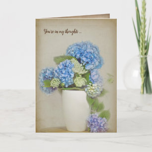 Cartão hydrangea e o buquê de rendas da Rainha Anne em v