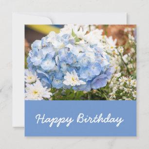 Cartão Hydrangea flor azul cor azul cor fundo aniversário