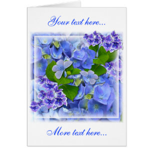 Cartão Hydrangeas azuis e borboletas