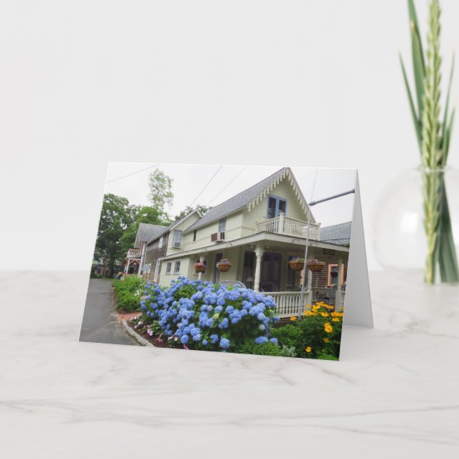 Cartão Hydrangeas no canto - Vineyard de Martha (Frente)