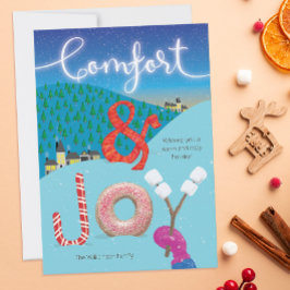 Cartão Hygge Comfort and Joy Illustrated Holiday Treators