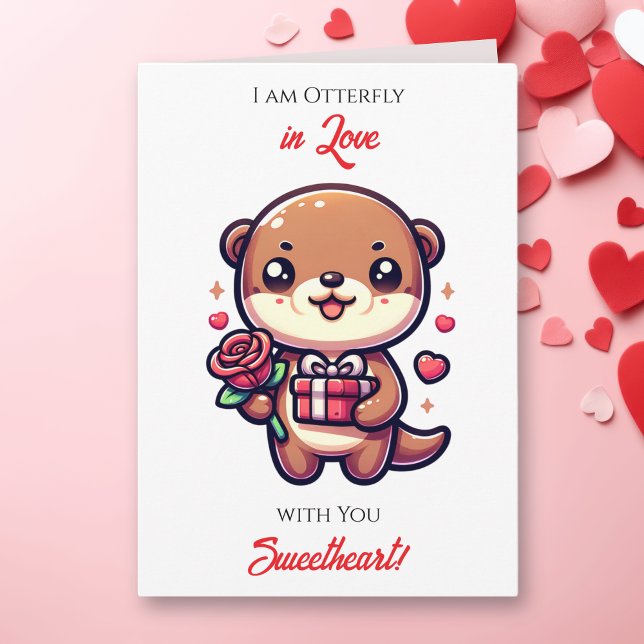 Cartão I am Otterly in Love with You Valentine's Day (Criador carregado)