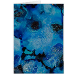 Cartão I Blue - Abstrato azul pintado fundo de tinta azul