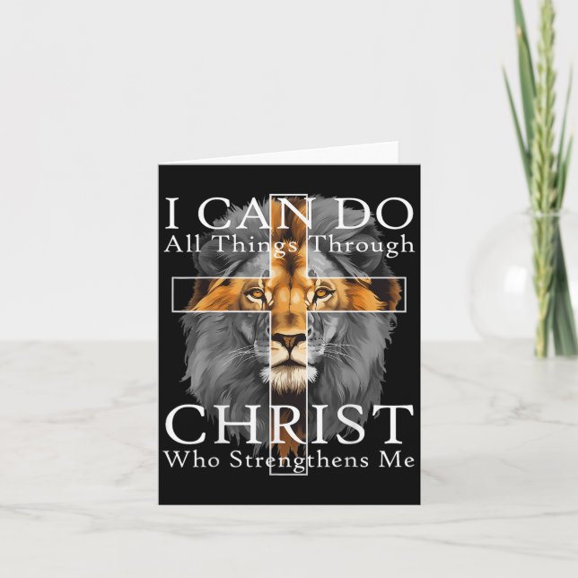 Cartão I Can Do All Things Through Christ Christian Lion  (Frente)