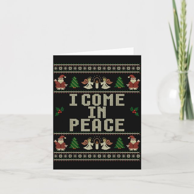 Cartão I Come In Peace Couple Matching Ugly Christmas Swe (Frente)