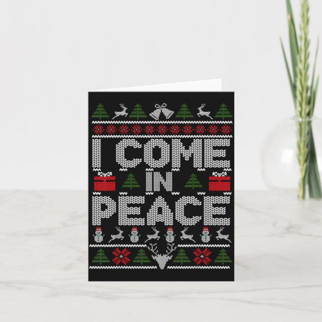 Cartão I Come In Peace Couple Matching Ugly Christmas Swe (Frente)