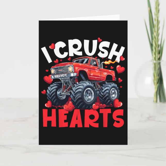 Cartão I Crush Hearts Valentine Monster Truck Men Women K (Frente)