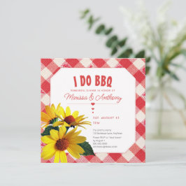 Cartão I DO BBQ casual vintage gingham daisies rehearsal