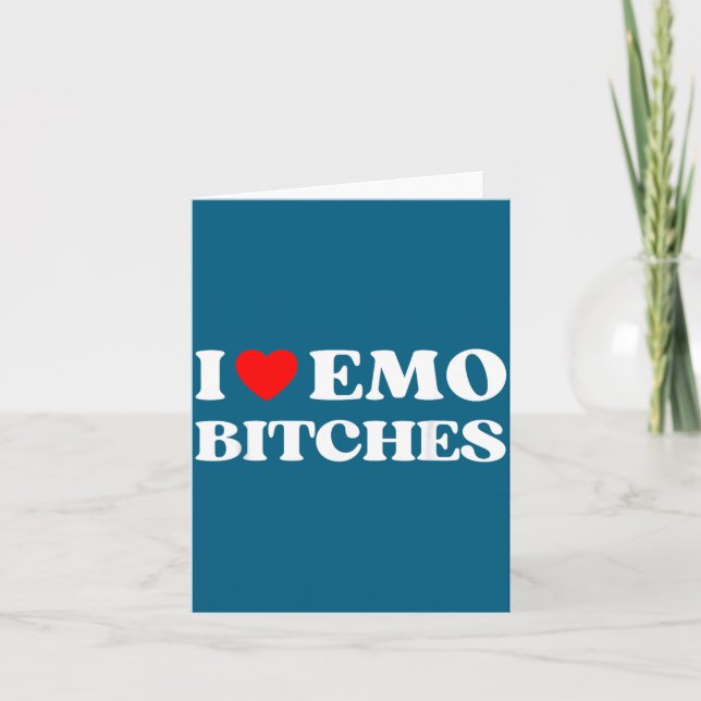Cartão I Heart Emo Es Funny Quote Red Heart Emo Girl Styl (Frente)