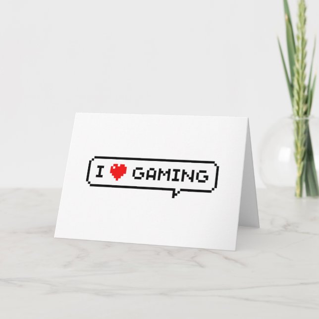 Cartão I Heart Gaming I Love Gaming Simple Pixel Art (Frente)