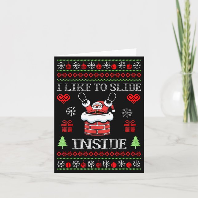 Cartão I Like To Slide Inside Funny Santa Couple Matching (Frente)