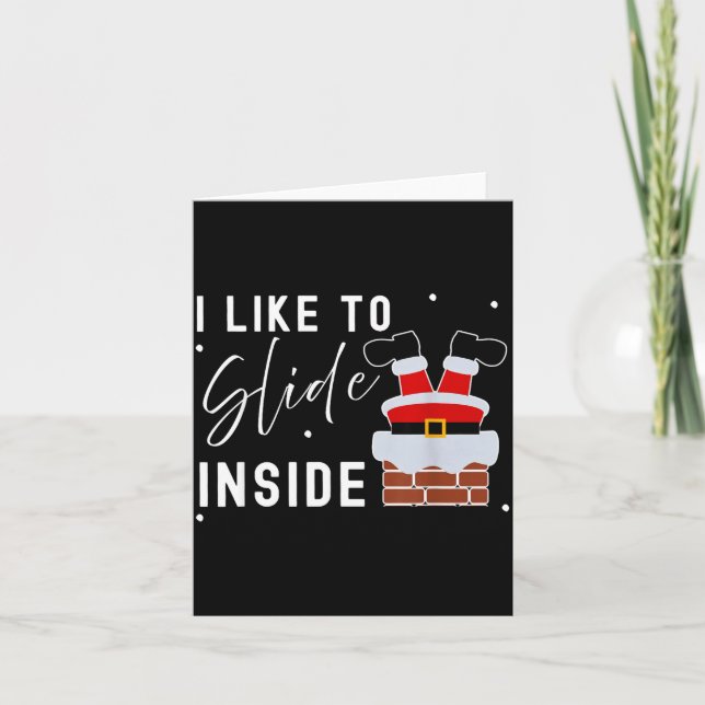 Cartão I Like To Slide Inside Funny Xmas Couple Unhinge P (Frente)