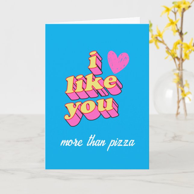 Cartão I LIKE YOU MORE THAN GREETING CARD (pink heart) (Flor Amarela)