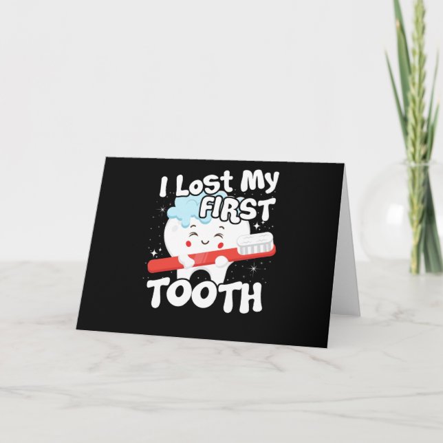 Cartão I Lost My First Tooth Cute Baby Tooth Out Gift (Frente)