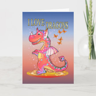 Cartão I Love Dragons, magical design..