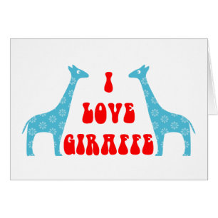 Cartão I Love Giraffe (Azul)