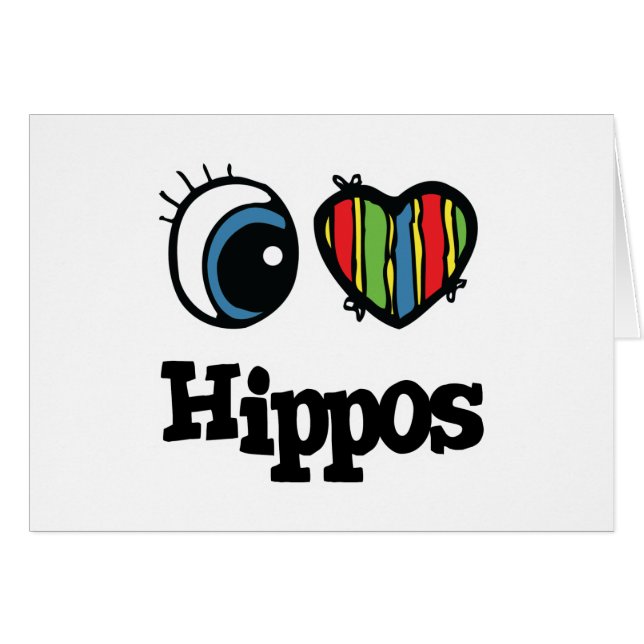Cartão I Love (Heart) Hippos (Frente Horizontal)