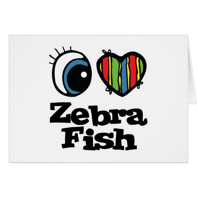 Cartão I Love (Heart) Zebrafish (Frente Horizontal)