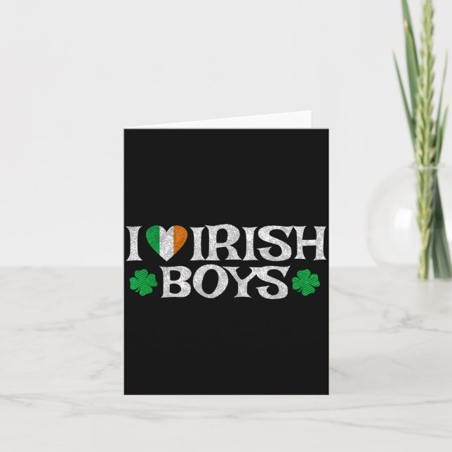 Cartão I Love Irish Boys Lucky Shamrock Heart Ireland Fla (Frente)