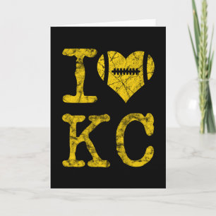 Cartão I Love Kansas City Heart Football Valentines Day