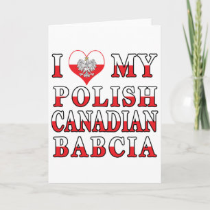 Cartão I Love My Polish Canadian Babcia Flag