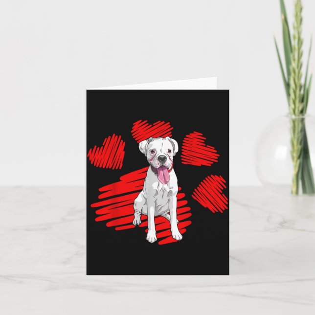 Cartão I Love My White Boxer Dog Paw Heart Valentines Day (Frente)