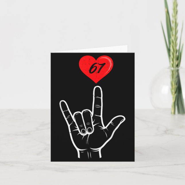 Cartão I Love You Hand Sign Asl Heart 67 Women Kids Men V (Frente)