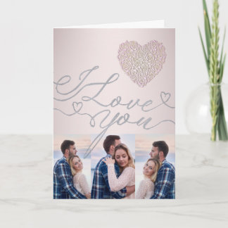 Cartão I Love You Pink Heart Photo Collage