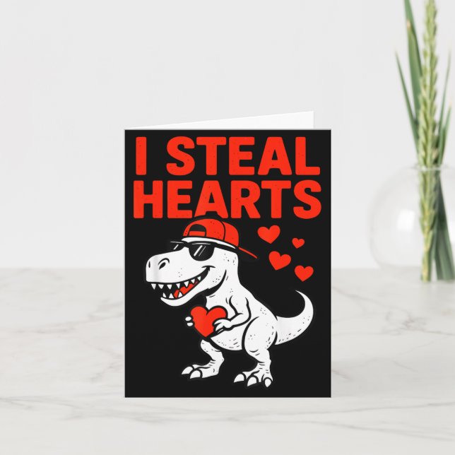 Cartão I Steal Hearts Trex Dino Baby Boy Valentines Toddl (Frente)