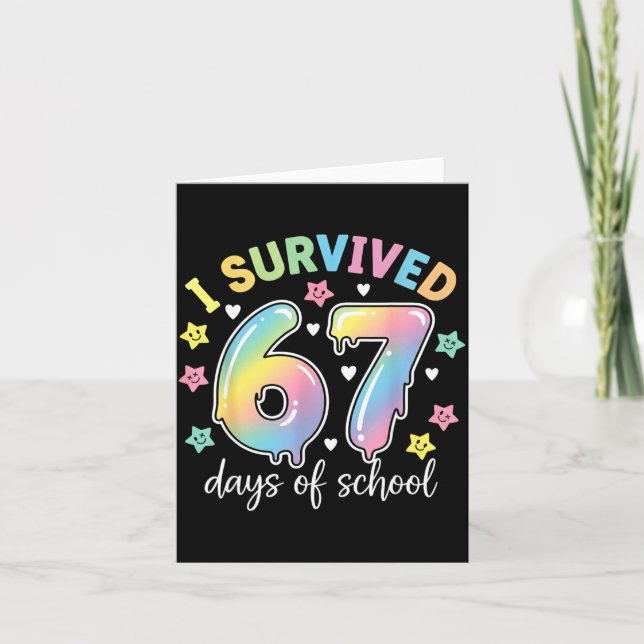 Cartão I Survived 67 Days Of School Funny Meme Teacher St (Frente)