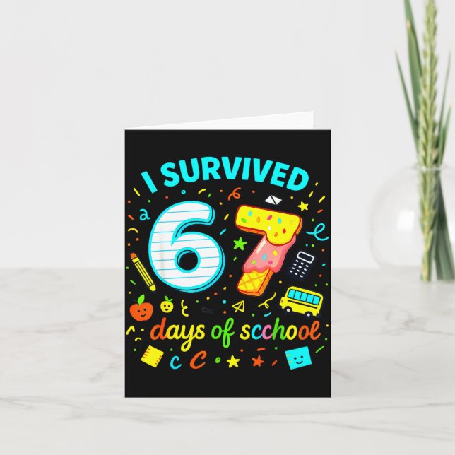 Cartão I Survived 67 Days Of School Funny Meme Teacher St (Frente)