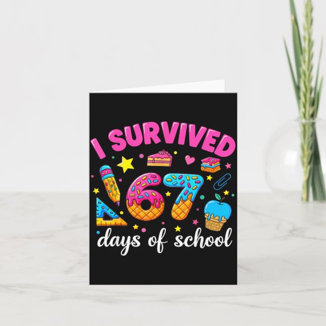 Cartão I Survived 67 Days Of School Funny Meme Teacher St (Frente)