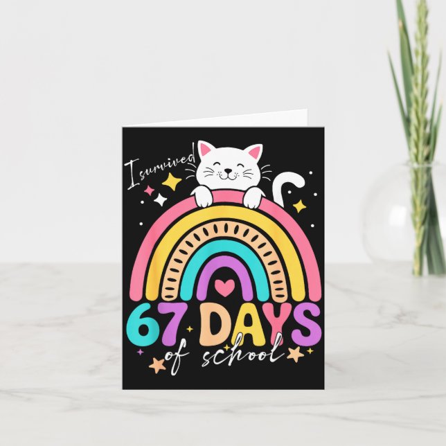 Cartão I Survived 67 Days Of School Kids Kitten Cat Cool  (Frente)