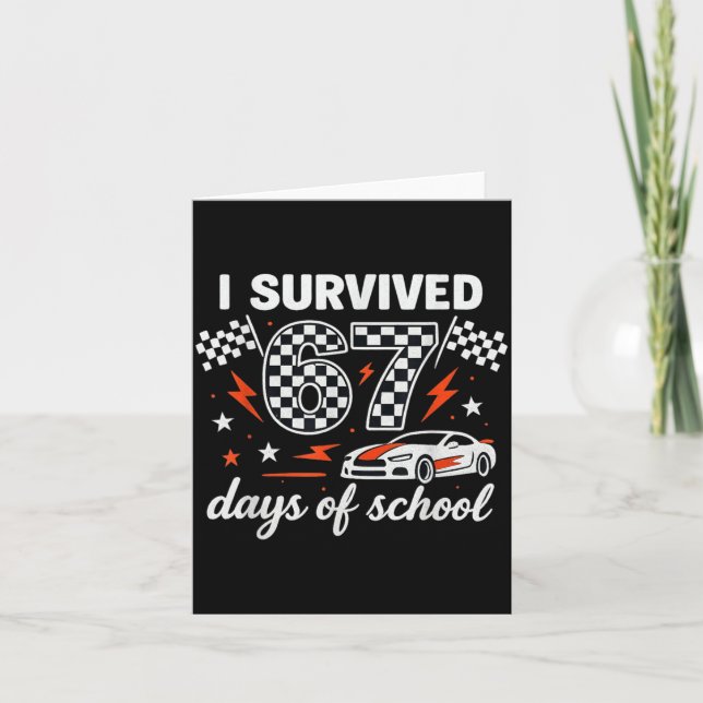 Cartão I Survived 67 Days Of School Students Teachers 100 (Frente)