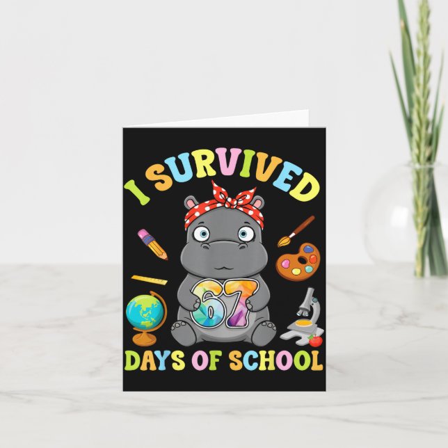 Cartão I Survived Six Seven Days Of School Cute Hip Stude (Frente)