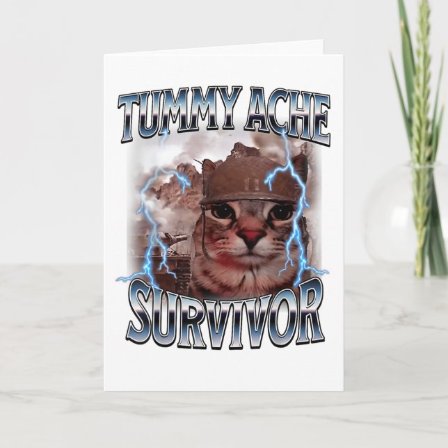 Cartão I Survived Today's Tummy Ache Folded Greeting Card (Frente)