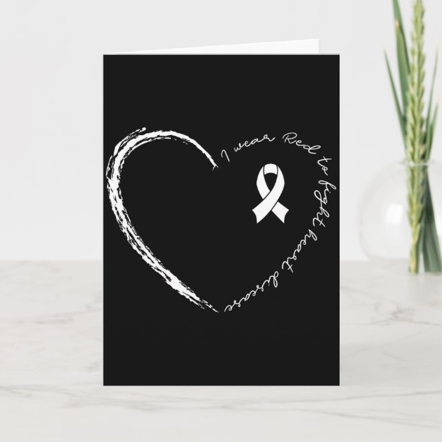 Cartão I Wear Red Heart Ribbon To Fight And Heart Disease (Frente)