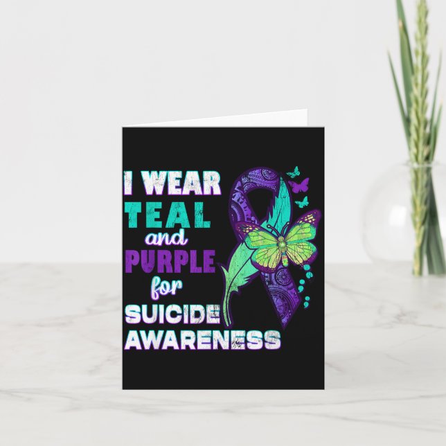 Cartão I Wear Teal Purple For Suicide Awareness You Women (Frente)