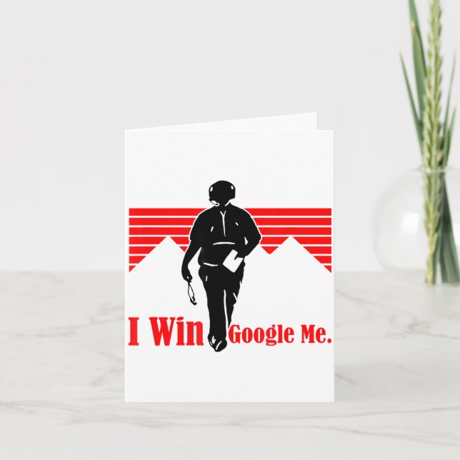 Cartão I Win Google Me Motivational Retro Silhouette Shir (Frente)
